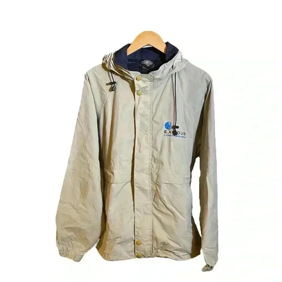 Jackets & Blazers - VGT EXODUS Windbreaker Jacket Hooded Front Pockets Zip-up Cream/Beige Size L